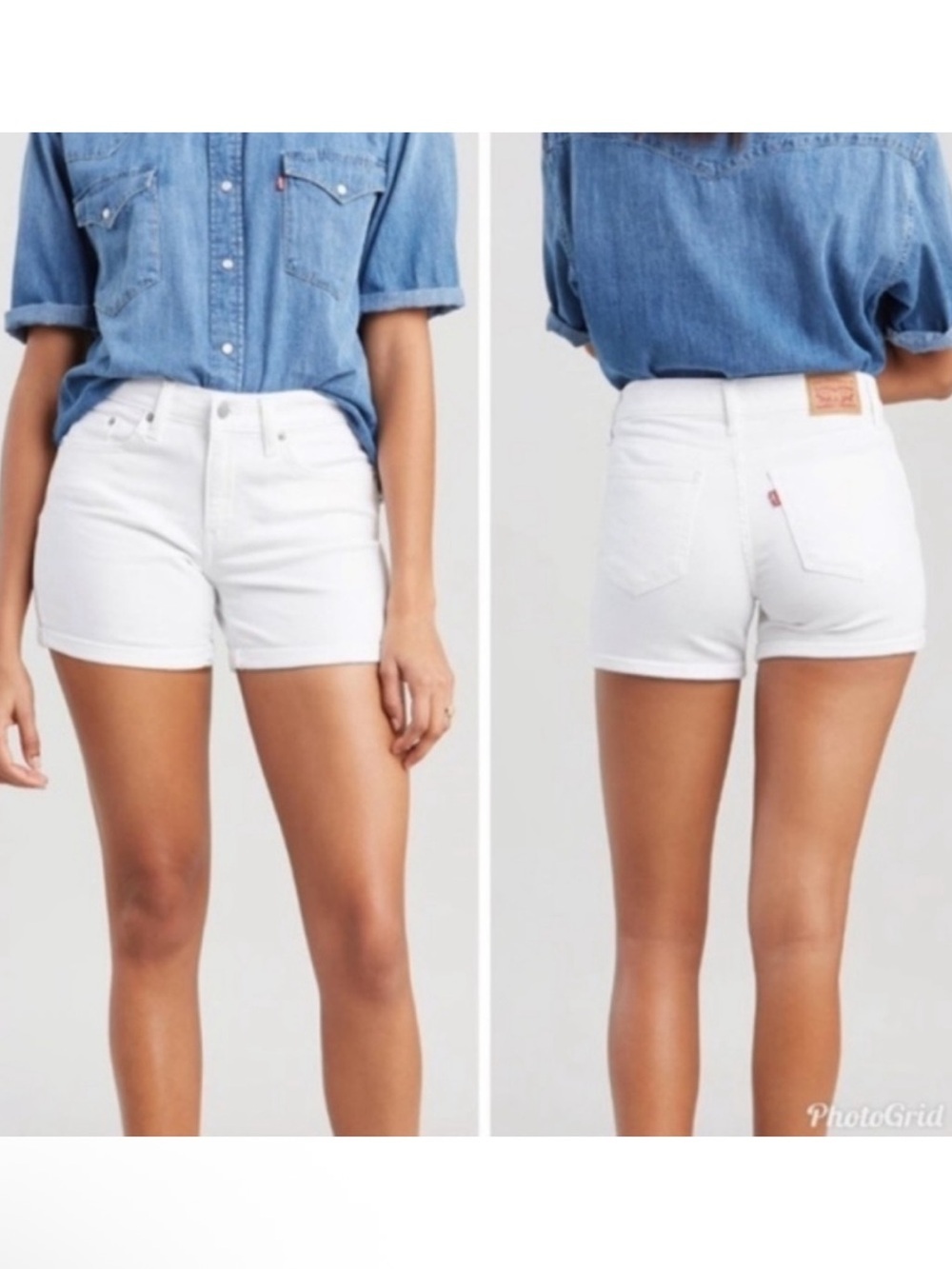 Levi’s White Denim Jean Shorts 32 Coastal Classic Nautical Beachy Preppy Chic